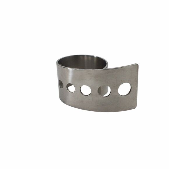Silver Tone Set of 8 Napkin Rings Holders Curled with Punch Holes Modern Style - Picture 3 of 8